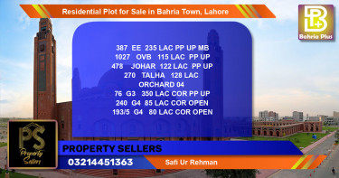 Residential Plot for Sale in Sector D - EE Block -  Bahria Town, Lahore - (BP-121062)