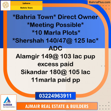 Residential Plot for Sale in Sector F - Shershah Block -  Bahria Town, Lahore - (BP-121083)