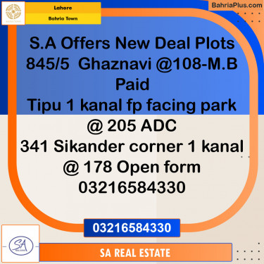 Residential Plot for Sale in Sector F - Ghaznavi Block -  Bahria Town, Lahore - (BP-121094)