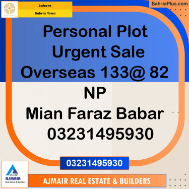 Residential Plot for Sale in Overseas A -  Bahria Town, Lahore - (BP-121102)
