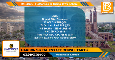 Residential Plot for Sale in Bahria Town, Lahore - (BP-121108)