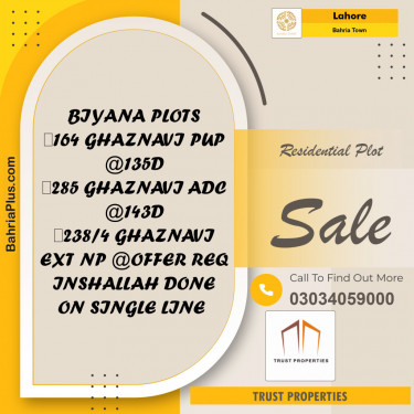Residential Plot for Sale in Sector F - Ghaznavi Block -  Bahria Town, Lahore - (BP-121141)