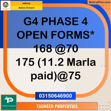 Residential Plot for Sale in Phase 4 - G4 Block -  Bahria Orchard, Lahore - (BP-121190)