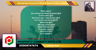 Residential House for Rent in Sector B - Safari Villas -  Bahria Town, Lahore - (BP-121287)