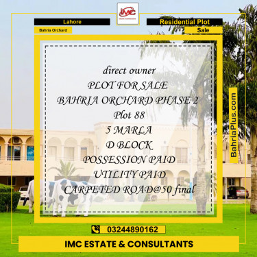 Residential Plot for Sale in Phase 2 - D Block -  Bahria Orchard, Lahore - (BP-121288)