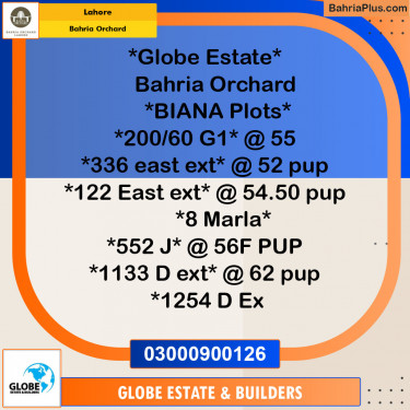 Residential Plot for Sale in Phase 4 - G1 Block -  Bahria Orchard, Lahore - (BP-121308)