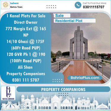 Residential Plot for Sale in Sector C - Nargis/Hussain Ext. -  Bahria Town, Lahore - (BP-121330)