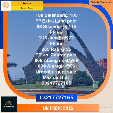 Residential Plot for Sale in Sector F - Sikander Block -  Bahria Town, Lahore - (BP-121341)