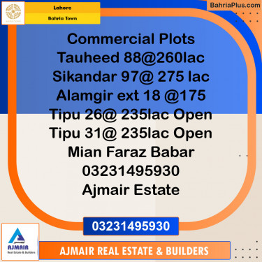 Commercial Plot for Sale in Bahria Town, Lahore - (BP-121404)