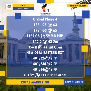Residential Plot for Sale in Bahria Orchard, Lahore - (BP-121418)