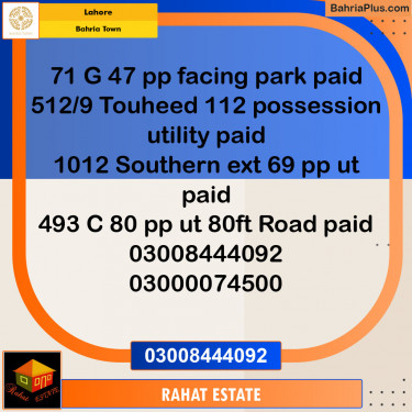 Residential Plot for Sale in Bahria Town, Lahore - (BP-121452)