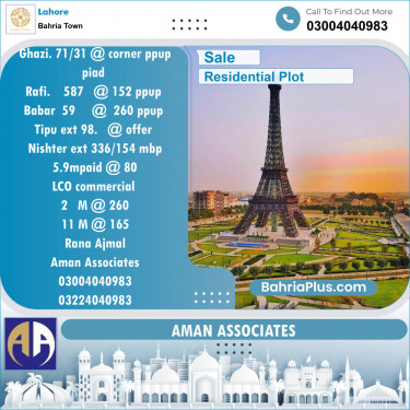 Residential Plot for Sale in Bahria Town, Lahore - (BP-121454)