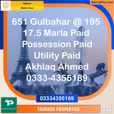 Residential Plot for Sale in Sector C - Gulbahar Block -  Bahria Town, Lahore - (BP-121535)