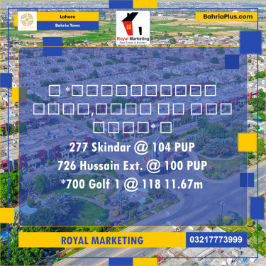 Residential Plot for Sale in Sector F - Sikander Block -  Bahria Town, Lahore - (BP-121545)