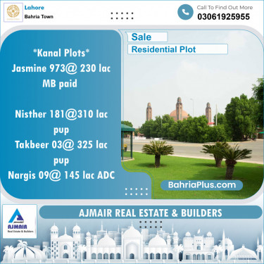 Residential Plot for Sale in Sector C - Jasmine Block -  Bahria Town, Lahore - (BP-121563)