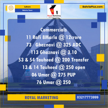 Commercial Plot for Sale in Sector E - Rafi Block -  Bahria Town, Lahore - (BP-121588)
