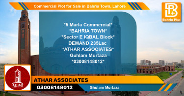 Commercial Plot for Sale in Sector E - Iqbal Block -  Bahria Town, Lahore - (BP-121652)