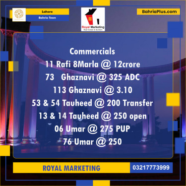 Commercial Plot for Sale in Sector E - Rafi Block -  Bahria Town, Lahore - (BP-121663)