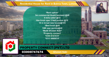 Residential House for Rent in Sector E - Quaid Block -  Bahria Town, Lahore - (BP-121667)