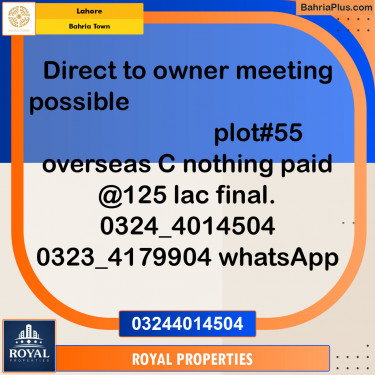 Residential Plot for Sale in Overseas C -  Bahria Town, Lahore - (BP-121670)