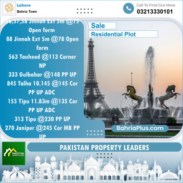 Residential Plot for Sale in Bahria Town, Lahore - (BP-121712)