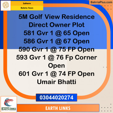Residential Plot for Sale in Bahria Town, Lahore - (BP-121716)