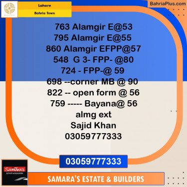 Residential Plot for Sale in Bahria Town, Lahore - (BP-121751)