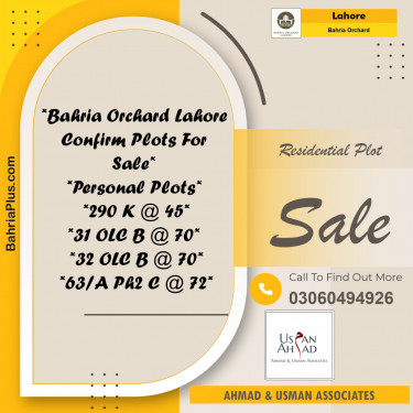 Residential Plot for Sale in Bahria Orchard, Lahore - (BP-121754)