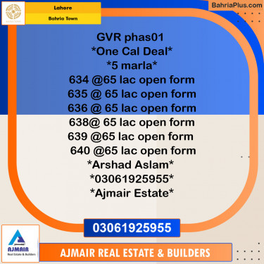 Residential Plot for Sale in Bahria Town, Lahore - (BP-121769)