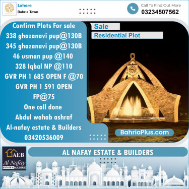 Residential Plot for Sale in Bahria Town, Lahore - (BP-121778)