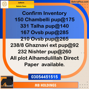 Residential Plot for Sale in Bahria Town, Lahore - (BP-121818)
