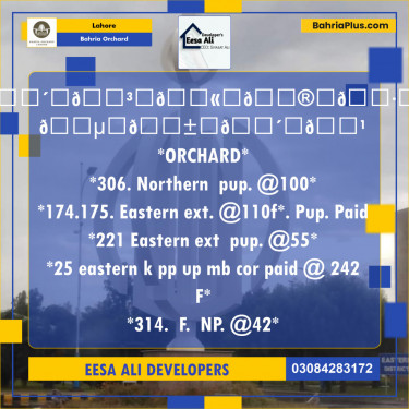 Residential Plot for Sale in Phase 1 - Northern District -  Bahria Orchard, Lahore - (BP-121855)