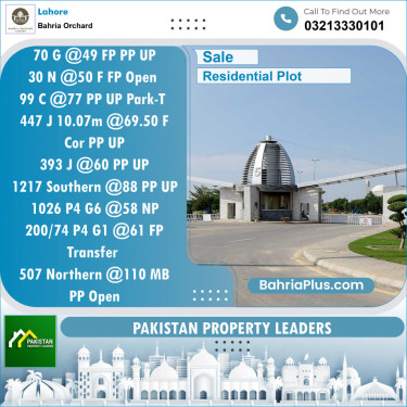 Residential Plot for Sale in Phase 2 - G Block -  Bahria Orchard, Lahore - (BP-121882)
