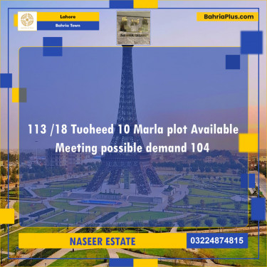 Residential Plot for Sale in Sector F - Tauheed Block -  Bahria Town, Lahore - (BP-121900)