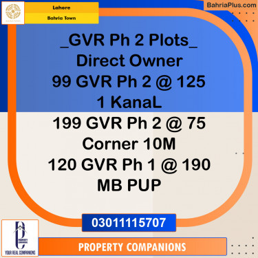 Residential Plot for Sale in Golf Phase 2 -  Bahria Town, Lahore - (BP-121966)