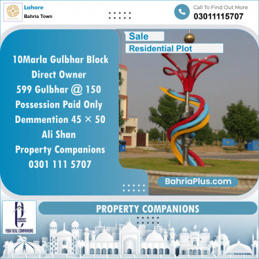 Residential Plot for Sale in Sector C - Gulbahar Block -  Bahria Town, Lahore - (BP-121968)