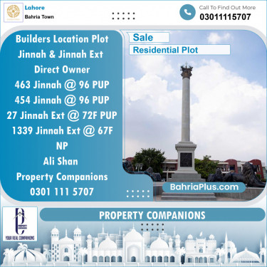 Residential Plot for Sale in Sector E - Jinnah Block -  Bahria Town, Lahore - (BP-121978)