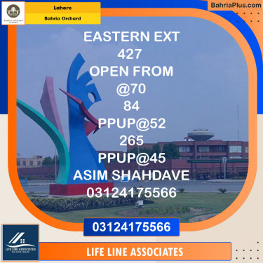 Residential Plot for Sale in Phase 1 - Eastern District -  Bahria Orchard, Lahore - (BP-122037)