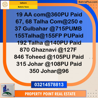 Residential Plot for Sale in Sector D - AA Block -  Bahria Town, Lahore - (BP-122072)