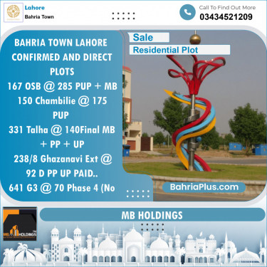 Residential Plot for Sale in Overseas B -  Bahria Town, Lahore - (BP-122092)