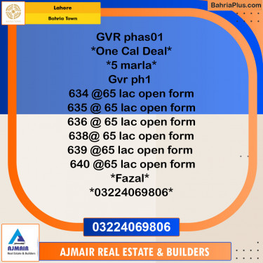 Residential Plot for Sale in Golf Phase 1 -  Bahria Town, Lahore - (BP-122177)