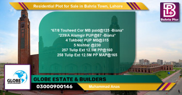 Residential Plot for Sale in Sector F - Tauheed Block -  Bahria Town, Lahore - (BP-122314)