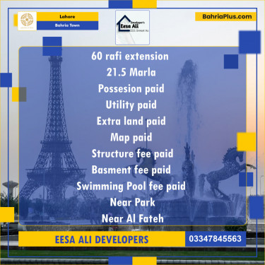 Residential Plot for Sale in Sector E - Rafi Ext. Block -  Bahria Town, Lahore - (BP-122340)