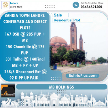 Residential Plot for Sale in Overseas B -  Bahria Town, Lahore - (BP-122412)