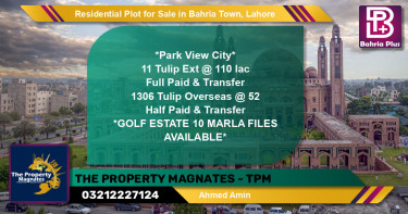Residential Plot for Sale in Sector C - Tulip Ext. Block -  Bahria Town, Lahore - (BP-122482)