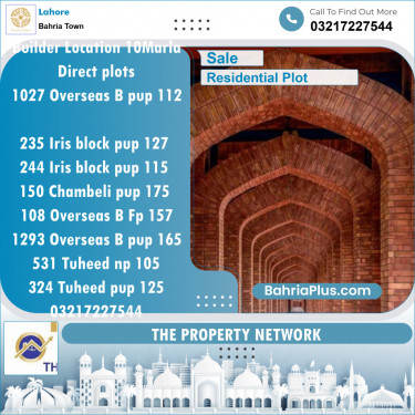 Residential Plot for Sale in Overseas B -  Bahria Town, Lahore - (BP-122495)
