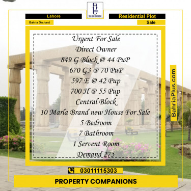 Residential Plot for Sale in Phase 2 - G Block -  Bahria Orchard, Lahore - (BP-122530)