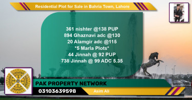 Residential Plot for Sale in Sector E - Nishtar Block -  Bahria Town, Lahore - (BP-122539)