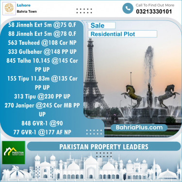Residential Plot for Sale in Sector E - Jinnah Ext. Block -  Bahria Town, Lahore - (BP-122692)