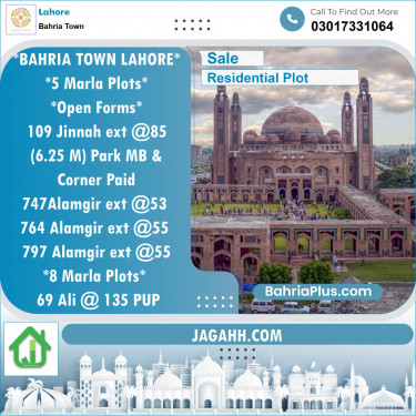 Residential Plot for Sale in Sector E - Jinnah Ext. Block -  Bahria Town, Lahore - (BP-122809)